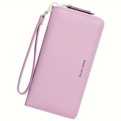 Stylish Womens RFID Blocking Zip Wallet - Large Capacity Long Purse with Detachable Wristlet & Secure Card Holder