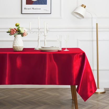 1pc, Satin Tablecloth, Shiny Rectangular Tablecloth Covering Smooth Fabric Dining Table Decoration, Suitable For Wedding Banquet Table Decoration