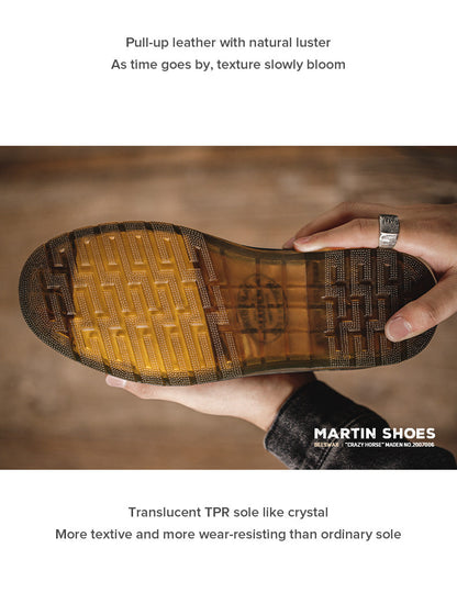 Maden Shoes Spring Autum  New Leisure Leather Shoes Men's Trend Big Head Tide Shoes Men British Wind Low Help Shoes