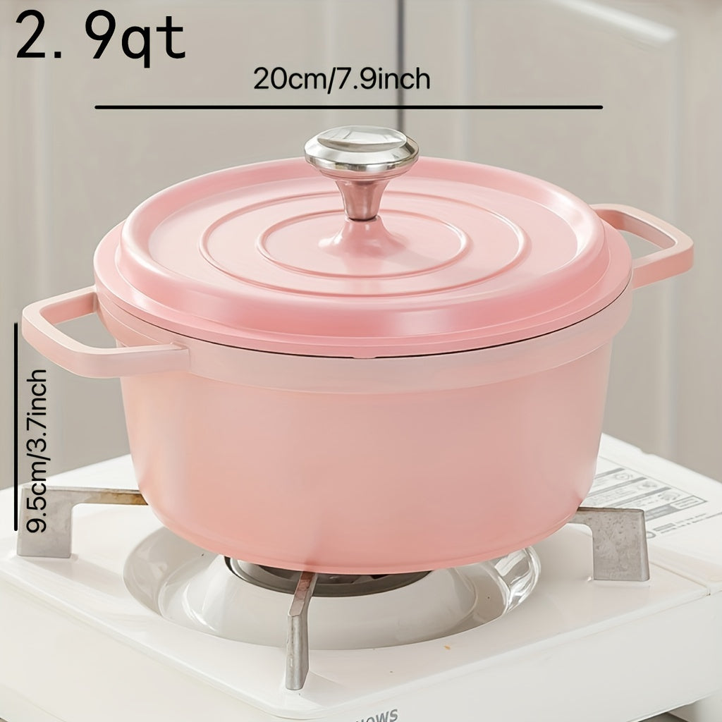 1pc, Premium Enameled Dutch Oven Pot - Heavy-Duty, Non-Stick, Multifunctional Cookware for Home Kitchen - 9.4'' Large Capacity, Durable Cast Aluminum Construction, Easy Cleaning, Versatile Cooking, Kitchen Essentials