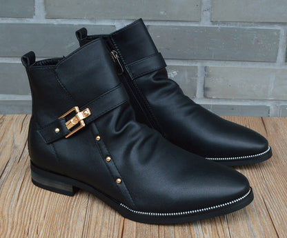xiangtuibao New Fashion Men Boots Genuine Leather Men's British Autumn Winter Warm Plush Ankle Boots Man Casual shoes Zapatos man hombre