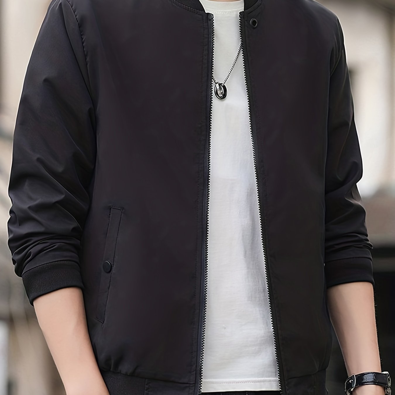 Stylish Men's Zip-Up Baseball Jacket - Thin, Regular Fit, Casual, Breathable, Versatile - Perfect for Youth and Men, Everyday Wear, Outdoor Activities