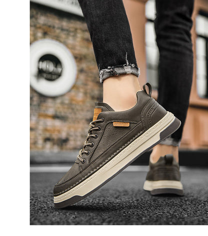 xiangtuibao Top Quality Genuine Leather Shoes Mens Sneakers Knit Collar Men's Casual Shoes Hollow Men Leather Shoes Zapatillas De Mujer