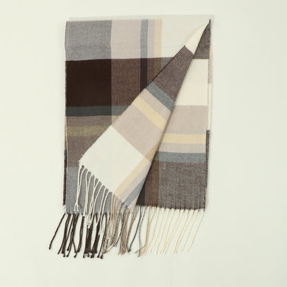 1pc Men's Fashion Retro Style Autumn And Winter Multi-color Plaid Stripe Tassel Warm Scarf Shawl For Daily OOTD