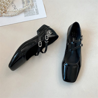xiangtuibao Woman Pumps Mary Jane Low Heels Shoes Leather Casual Shoes Women Retro Style Square Heeled Shoes Ladies Elegant Lolita Shoes NEW