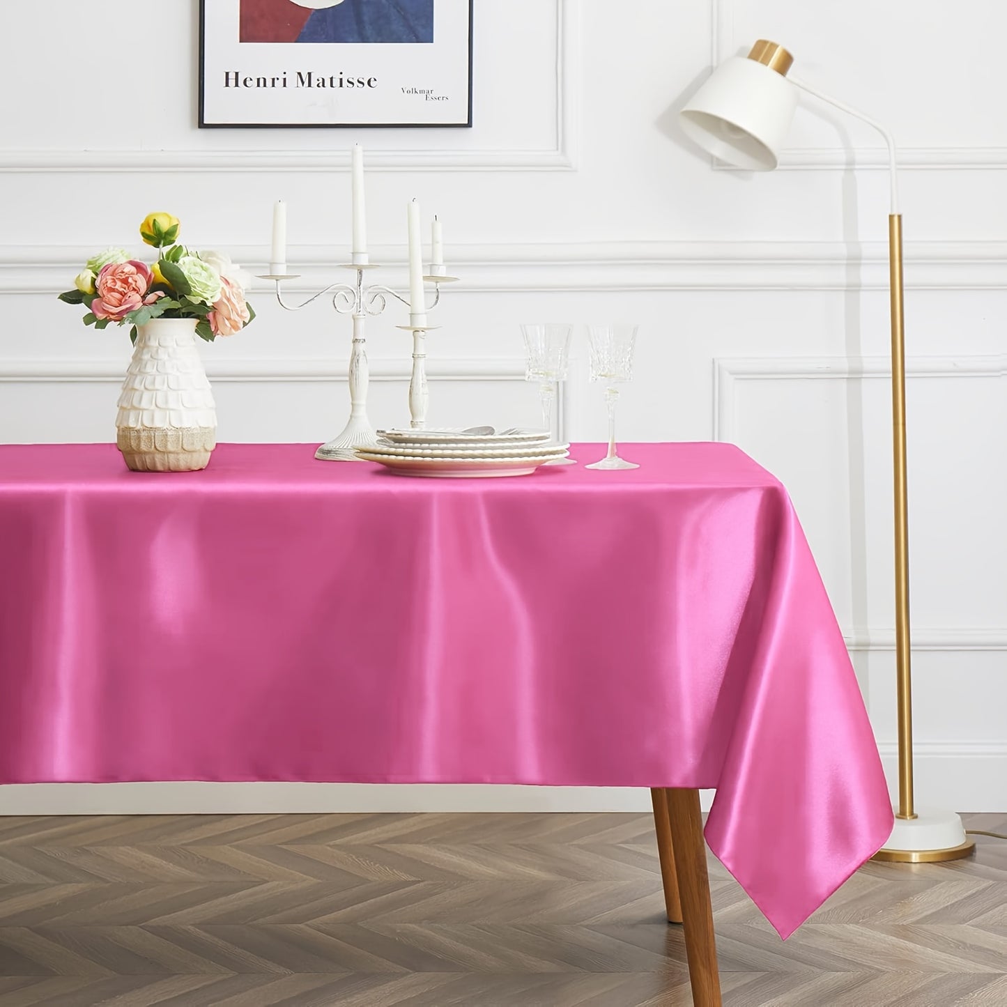 1pc, Satin Tablecloth, Shiny Rectangular Tablecloth Covering Smooth Fabric Dining Table Decoration, Suitable For Wedding Banquet Table Decoration