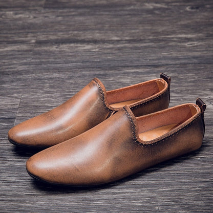 Summer New Peas Shoes Men's Leather Trend Casual Small Leather Shoes All-match Social Soft-soled Lazy Shoes  XM328