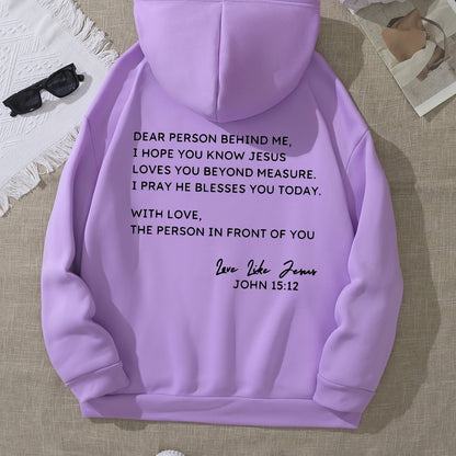 Womens Chic Letter Print Hoodie with Pockets - Adjustable Drawstring Sweatshirt - Comfortable Casual Wear for Everyday Style