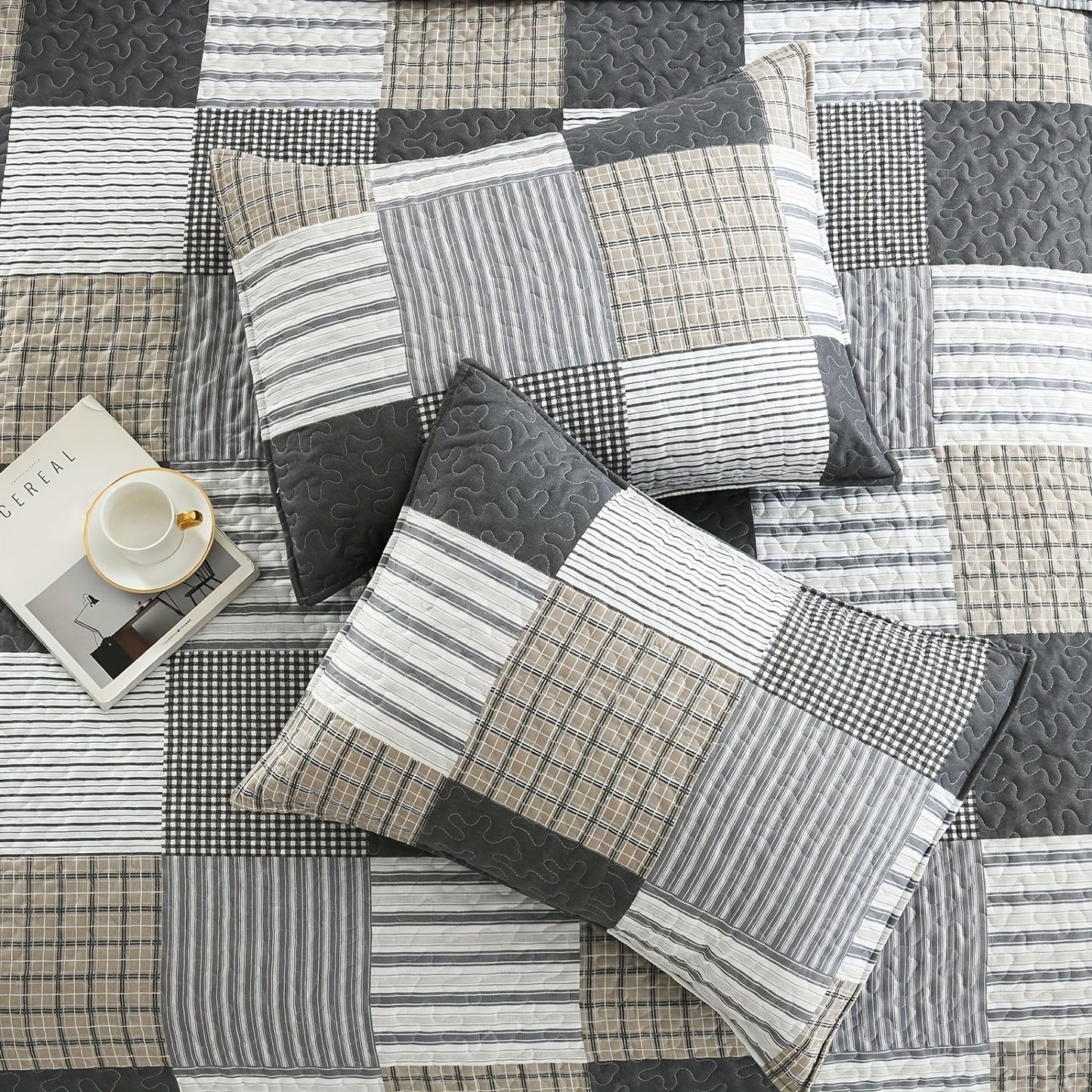 3pcs Luxury Floral Bedspread Set - Soft, Breathable, Comfortable, Elegant Stitching Pattern - Perfect for Bedroom, Dorm Room, and Guest Room