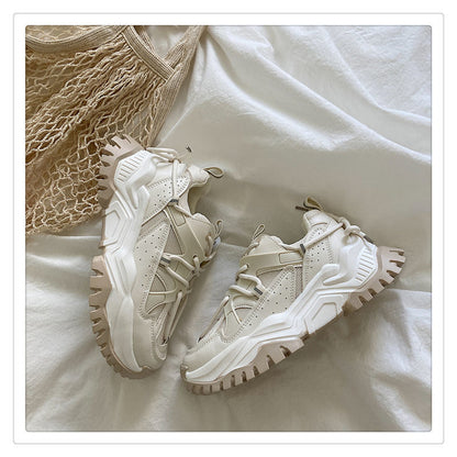 Women Sneakers Fashion Mesh Chunky Girls Casual  Spring Reflective Comfortable Thick Sole White Dad Flats Platform Shoes