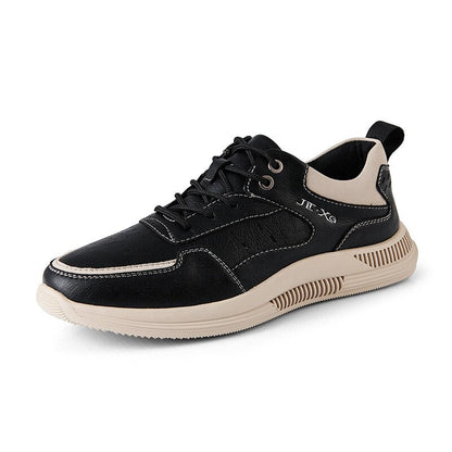 xiangtuibao Leather Men Casual Shoes Luxury Brand Mens Fashion Sneakers Korean Thick-Soled Men's Shoes White Sneakers