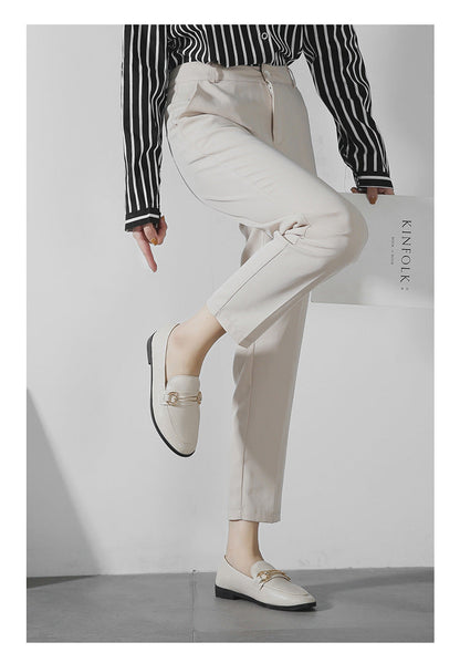 Plus Size 44 Spring Designer Shoes Woman Quality Leather Slip on Flats Shoes for Women Loafers Ladies Shoe Zapatos De Mujer JJ22