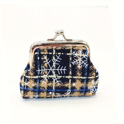 1pc Girl's Christmas Gift Bag, Snow Pattern Purse, Jewelry Storage Bag for stocking stuffers
