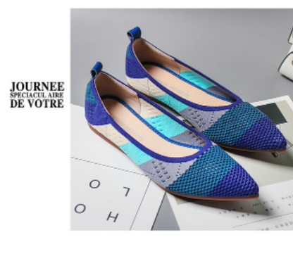 Pointed Toe flats Ladies flat Shoes Comfortable Ballet Knit De Mujer Loafers Autumn Gestante Boat Shoes Soft Bottom Women's Shoe