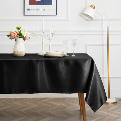 1pc, Satin Tablecloth, Shiny Rectangular Tablecloth Covering Smooth Fabric Dining Table Decoration, Suitable For Wedding Banquet Table Decoration