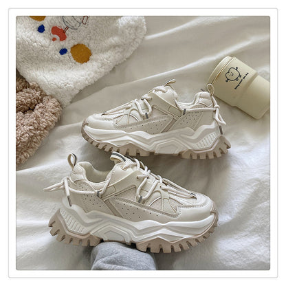 Women Sneakers Fashion Mesh Chunky Girls Casual  Spring Reflective Comfortable Thick Sole White Dad Flats Platform Shoes