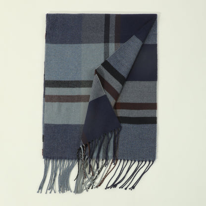 1pc Men's Fashion Retro Style Autumn And Winter Multi-color Plaid Stripe Tassel Warm Scarf Shawl For Daily OOTD