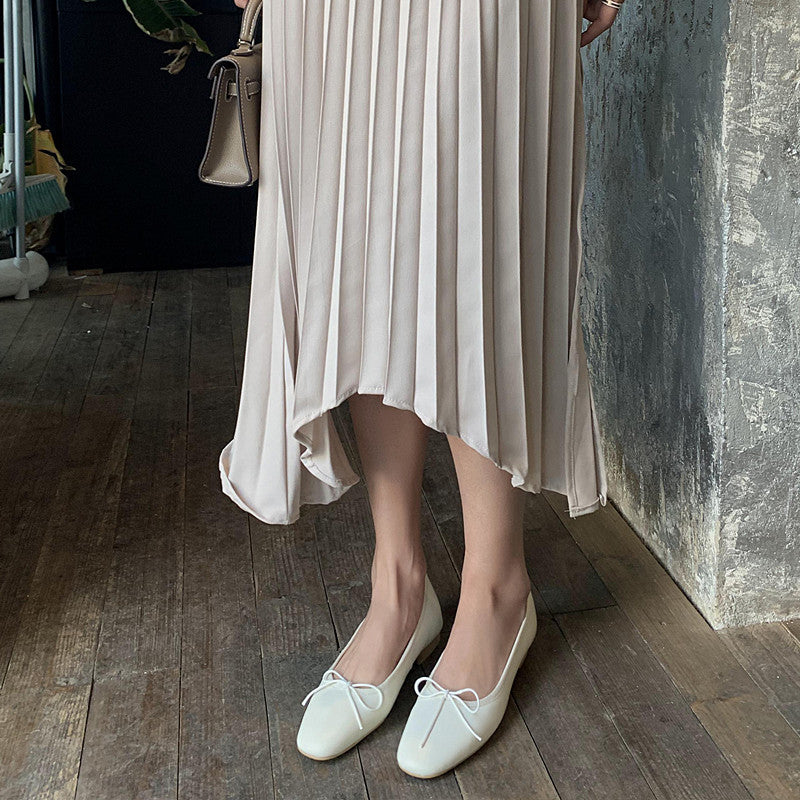 Women Mules Slip On Moccasins Round Toe Women Flats Korea Style Flat Shoes Ballerinas Flats Cowhide Girls Footwear For Daily