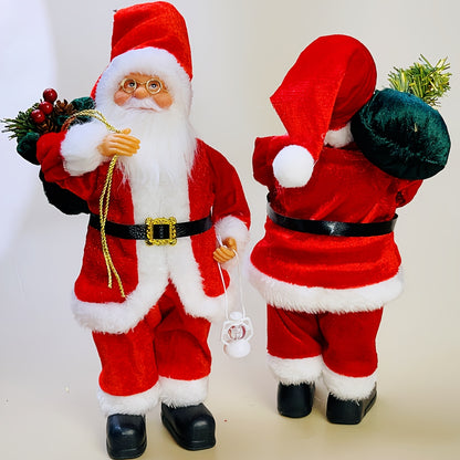 12-Inch Adorable Santa Claus Figurine - Vibrant Polyester Christmas Decoration for Holiday Parties, Events, and Home Display with Festive Red Hat and Beard