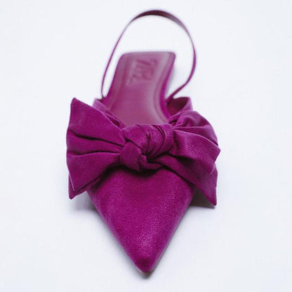 xiangtuibao    Autumn New Women's Shoes Rose Red Bow Decorated Flat Muller Shoes Bownot Slingbacks