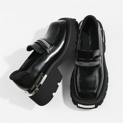 xiangtuibao Women Pumps Thick Sole Platform Low Heel Shoes for Woman Slip-on Espadrilles Chunky Heel Leather Dress Creepers Casual Loafers