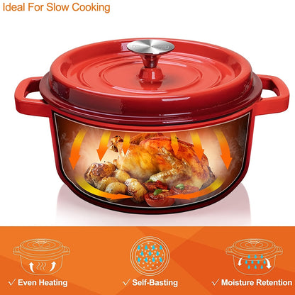 1pc, Premium Enameled Dutch Oven Pot - Heavy-Duty, Non-Stick, Multifunctional Cookware for Home Kitchen - 9.4'' Large Capacity, Durable Cast Aluminum Construction, Easy Cleaning, Versatile Cooking, Kitchen Essentials