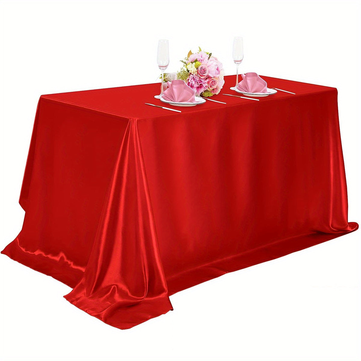 1pc, Satin Tablecloth, Shiny Rectangular Tablecloth Covering Smooth Fabric Dining Table Decoration, Suitable For Wedding Banquet Table Decoration