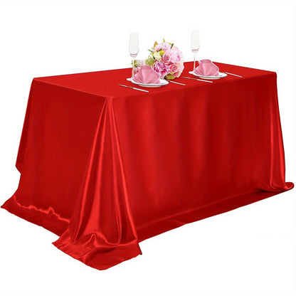 1pc, Satin Tablecloth, Shiny Rectangular Tablecloth Covering Smooth Fabric Dining Table Decoration, Suitable For Wedding Banquet Table Decoration