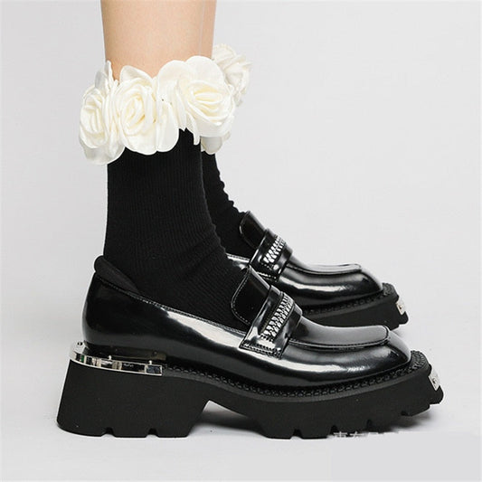 xiangtuibao Women Pumps Thick Sole Platform Low Heel Shoes for Woman Slip-on Espadrilles Chunky Heel Leather Dress Creepers Casual Loafers
