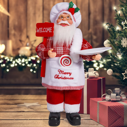12-Inch Adorable Santa Claus Figurine - Vibrant Polyester Christmas Decoration for Holiday Parties, Events, and Home Display with Festive Red Hat and Beard