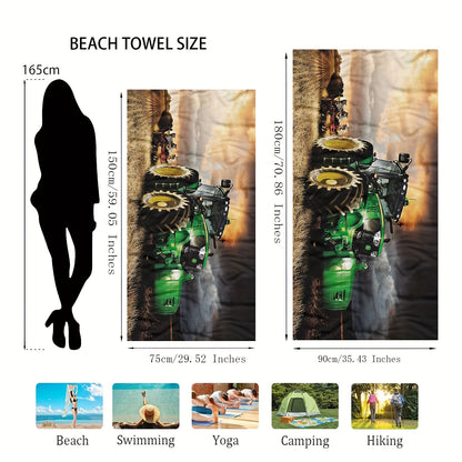 1pc Large Beach Towel - Soft, Absorbent, Quick-Drying, Lightweight Beach Blanket - Perfect for Outdoor Travel, Camping, Swimming, Vacation, Beach Essentials, Sand-Repellent, Compact, and Easy to Carry