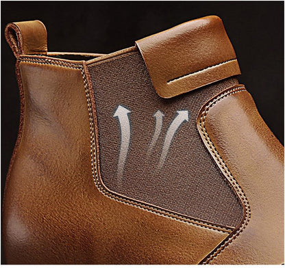 Men Genuine Leather Chelsea Boots Autumn Winter Brogues Shoes Male Platform Ankle Boots Breathable Fashion Motorcycle Boots