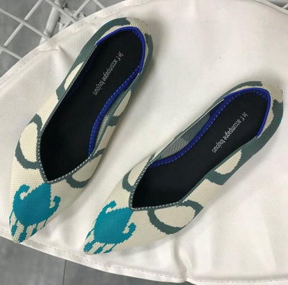 Spring Autumn Women Slip on Flat Loafers Ballet Breathable Knit Shoes Patchwork Maternity Shoes Mujer Loafers