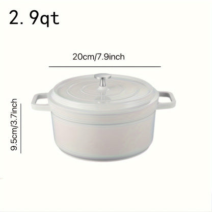 1pc, Premium Enameled Dutch Oven Pot - Heavy-Duty, Non-Stick, Multifunctional Cookware for Home Kitchen - 9.4'' Large Capacity, Durable Cast Aluminum Construction, Easy Cleaning, Versatile Cooking, Kitchen Essentials