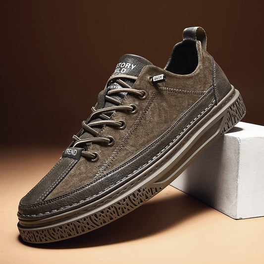 xiangtuibao Top Quality Genuine Leather Shoes Mens Sneakers Knit Collar Men's Casual Shoes Hollow Men Leather Shoes Zapatillas De Mujer
