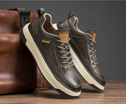 xiangtuibao Top Quality Genuine Leather Shoes Mens Sneakers Knit Collar Men's Casual Shoes Hollow Men Leather Shoes Zapatillas De Mujer