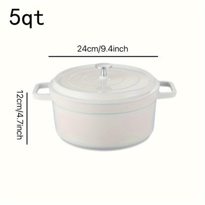 1pc, Premium Enameled Dutch Oven Pot - Heavy-Duty, Non-Stick, Multifunctional Cookware for Home Kitchen - 9.4'' Large Capacity, Durable Cast Aluminum Construction, Easy Cleaning, Versatile Cooking, Kitchen Essentials