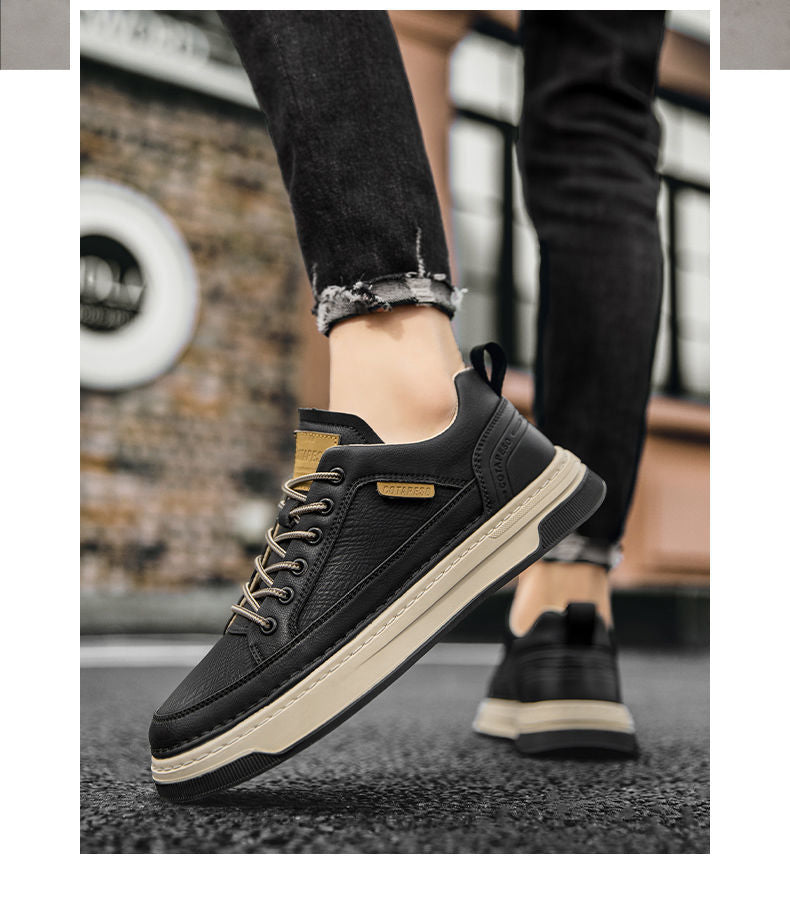 xiangtuibao Top Quality Genuine Leather Shoes Mens Sneakers Knit Collar Men's Casual Shoes Hollow Men Leather Shoes Zapatillas De Mujer