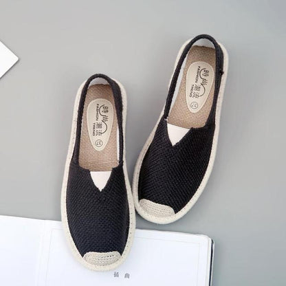 Summer Linen Flat Shoes Women Lightweight Breathable Fisherman Shoes Ladies Soft Casual Leisure Shoes Slip On Lazy Loafers