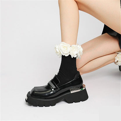 xiangtuibao Women Pumps Thick Sole Platform Low Heel Shoes for Woman Slip-on Espadrilles Chunky Heel Leather Dress Creepers Casual Loafers