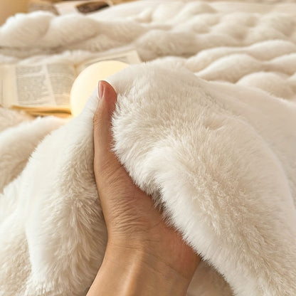 1pc Faux Rabbit Fur Bubble Fleece Casual Throw Blanket Light Luxury Sofa Blanket Air Conditioning Blanket Thickened Warm Nap Fleece Blanket