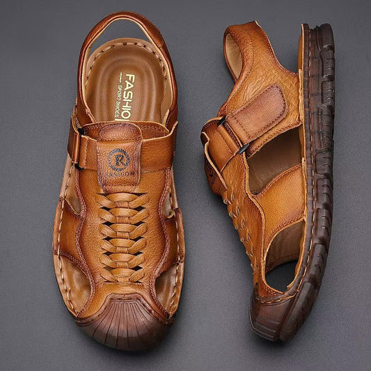 xiangtuibao Summer New PU Leather Men's Sandals Soft Soled Beach Shoes Anti Slip Fashion Hot Sale  Men Summer Sandals  8KH174