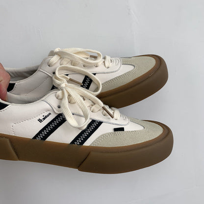 New Spring Autumn Women Vulcanized Sneakers Classic PU Leather Female Casual Shoes Couples Flats Men Women Lace Up Trainers