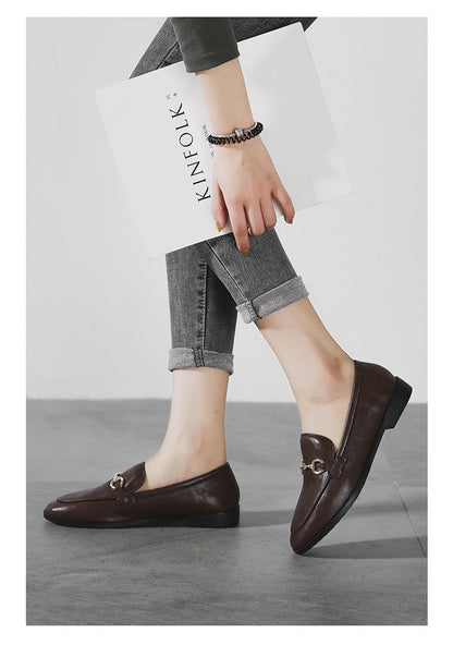 Plus Size 44 Spring Designer Shoes Woman Quality Leather Slip on Flats Shoes for Women Loafers Ladies Shoe Zapatos De Mujer JJ22