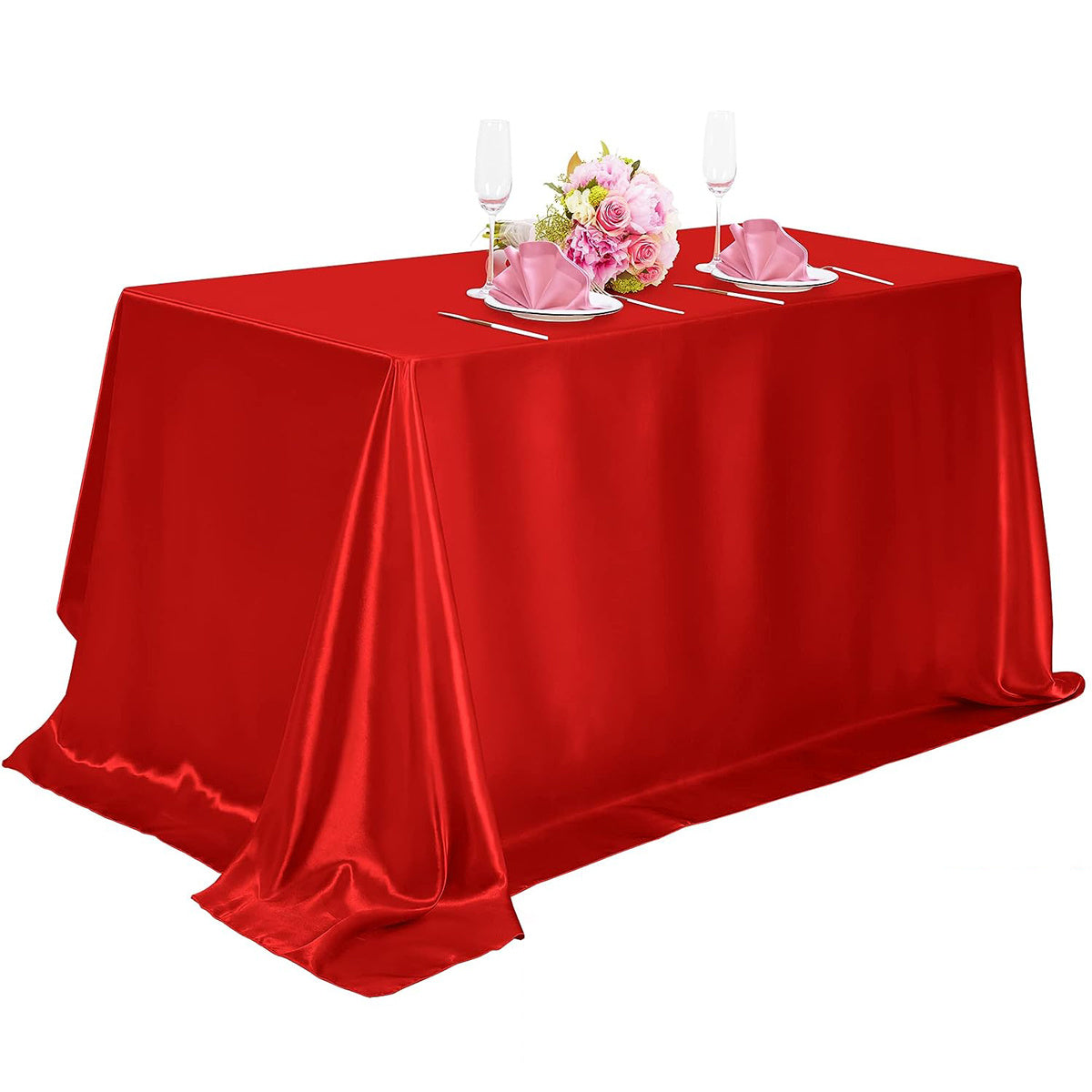 1pc, Satin Tablecloth, Shiny Rectangular Tablecloth Covering Smooth Fabric Dining Table Decoration, Suitable For Wedding Banquet Table Decoration