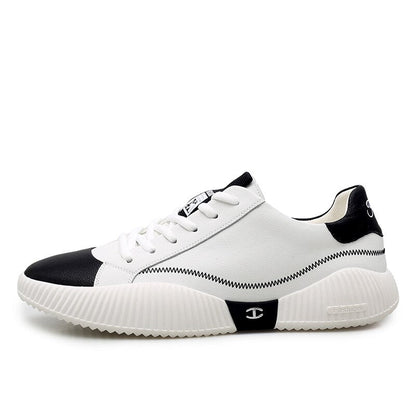 xiangtuibao New Vulcanized Shoes Fashion Men Casual Sneakers Comfortable Leather Small White Shoes Wear-Resisting Walking Sneakers