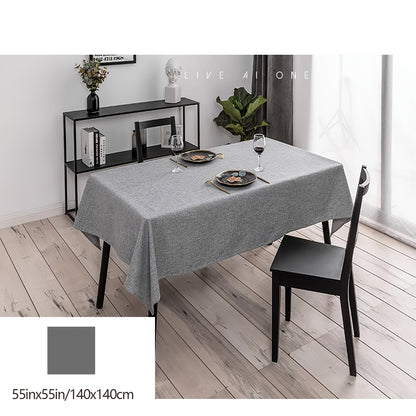 1pc, Nordic Simple Tablecloth, Simple Style Modern Solid Color Waterproof And Oil-proof Wash-free Desk Fabric Tablecover, Home Deocration