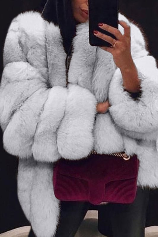xiangtuibao Solid Color Bright Fluffy Coat