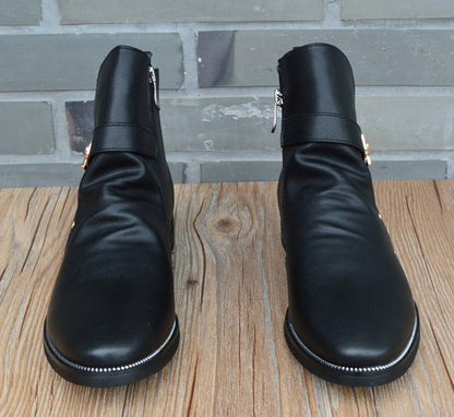 xiangtuibao New Fashion Men Boots Genuine Leather Men's British Autumn Winter Warm Plush Ankle Boots Man Casual shoes Zapatos man hombre