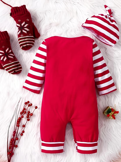 "The Baby Who Stole Christmas" Fun Letter Pattern Bodysuit Autumn/Winter Christmas Festival Onesie For Baby Boys